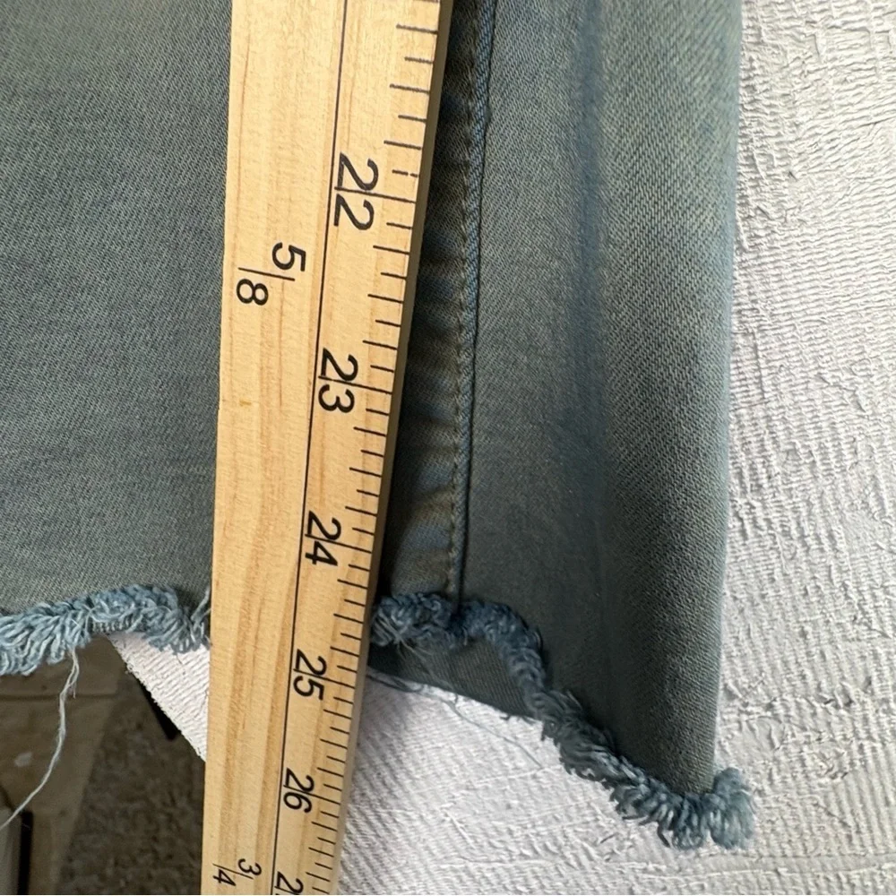 Easel Washed Denim Green Blue Wide Leg Jeans Small High Waist 5 Buttons Cropped - Picture 9 of 10